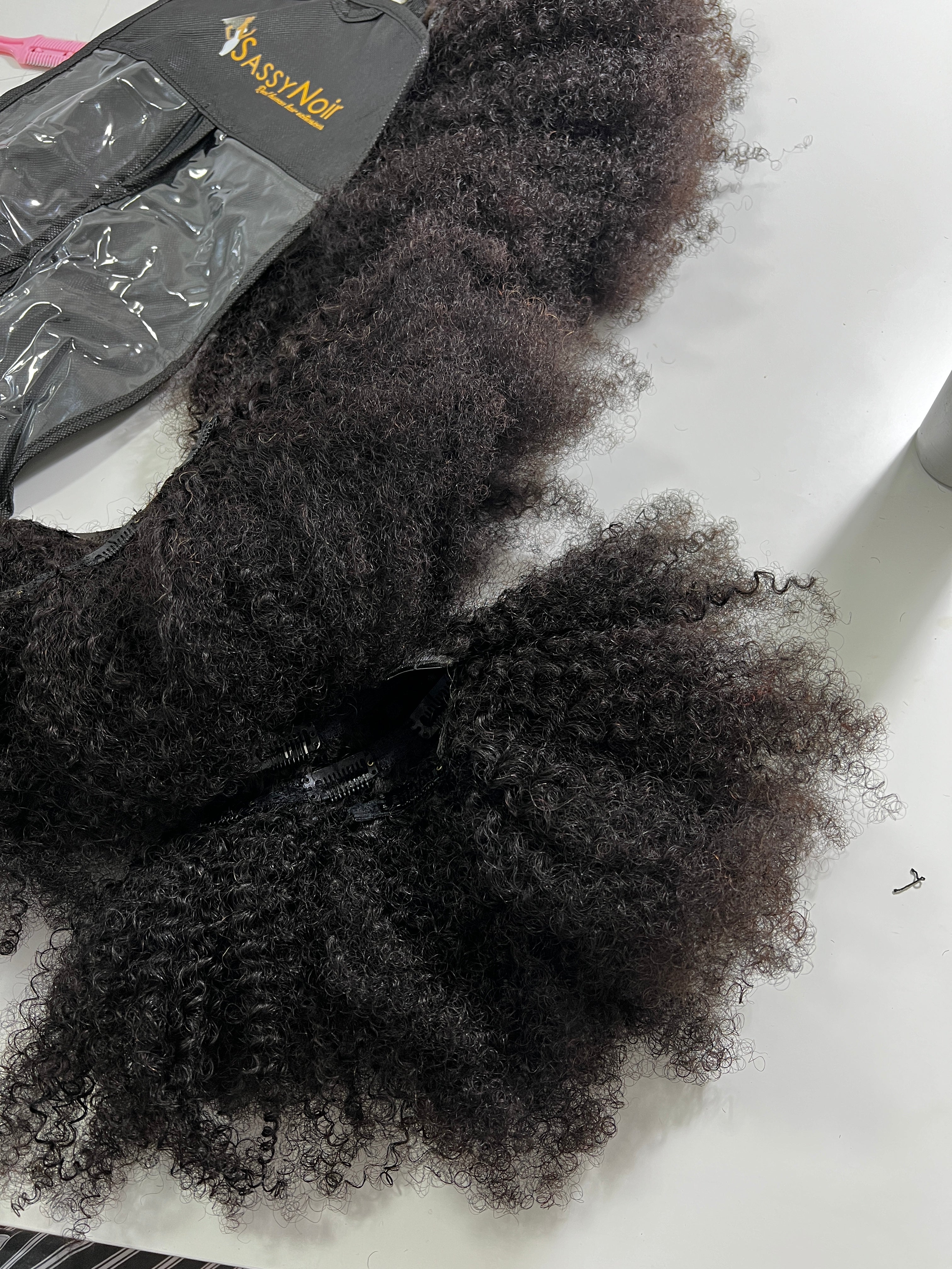 SassyNoir kinky curly clip ins