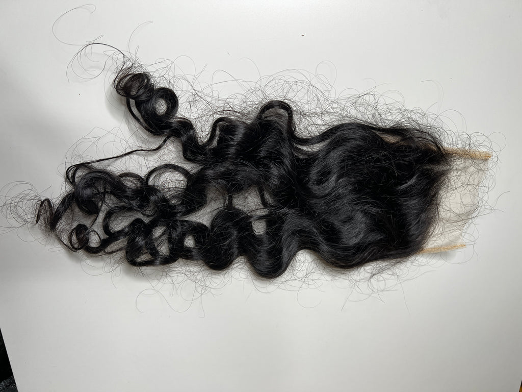 Organic wavy curly hair closure 4x4”