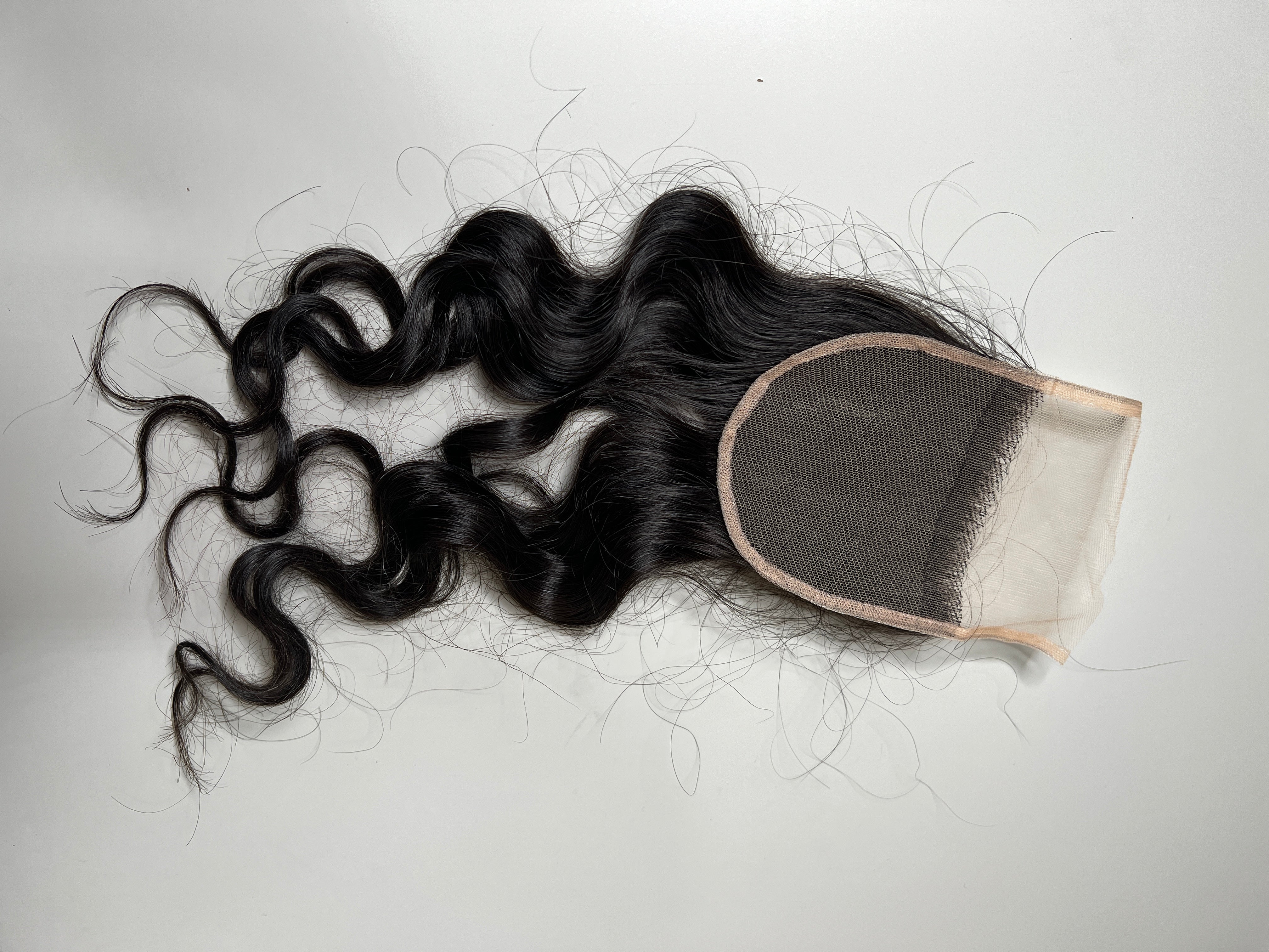 Organic wavy curly hair closure 4x4”